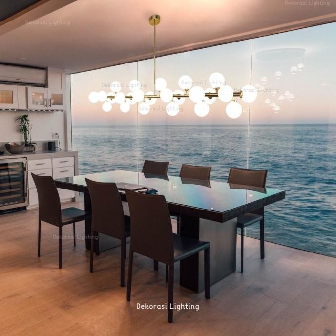 Grosir Lampu Gantung Gold Panjang 150Cm Kaca Susu Meja Makan Meja Island
