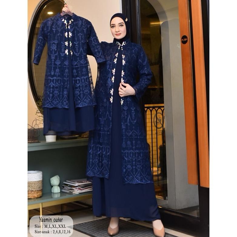 HK Gamis Yasmin Outher Lepas Pasang / Gamis Busui Friendly / Gamis Outher Couple Ibu dan Anak / Gami
