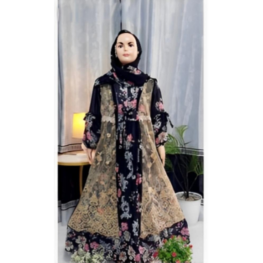 HK Gamis Lebaran Ceruty Anak Perempuan Usia 3-12 Tahun | Dress Ceruty Anak Perempuan Bahan Babydoll 