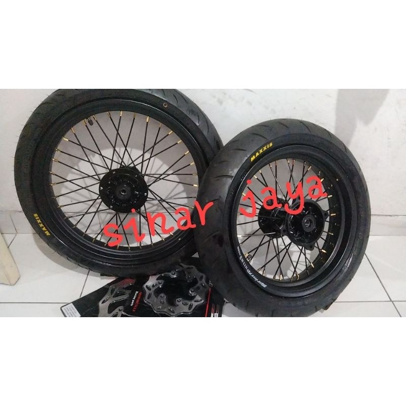 paketan velg set ban klx d tracker ring 17 14 tapak lebar 250 300 or 350 supermoto klx 150 dtracker