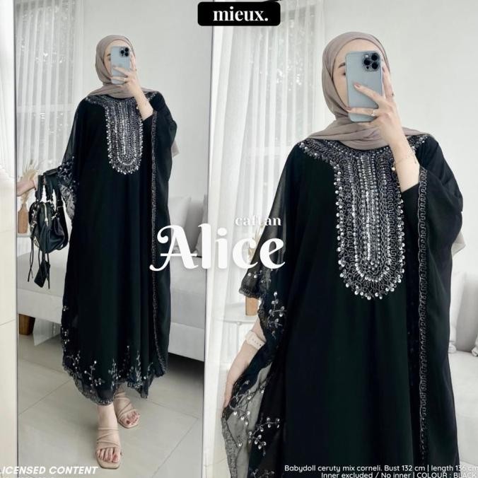 New Trend, Alice Caftan Abaya Wanita Mewah Cantik Elegant Baju Lebaran Jumbo New