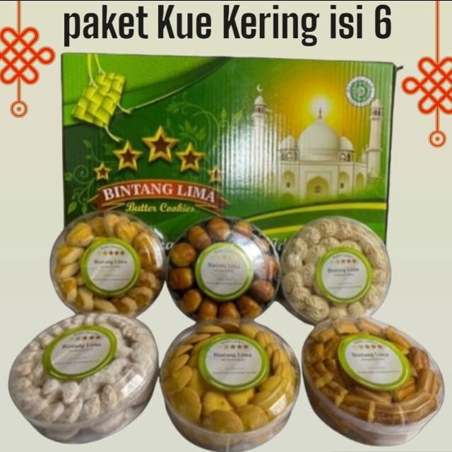 

New! PARCEL PAKET KUE KERING LEBARAN IDUL FITRI BINTANG 5 BESAR ISI 6 RASA - BINTANG 5 Idul Fitri