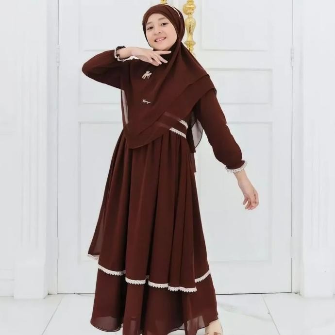 Terlaris, Gamis Muslim Anak Perempuan Remaja Umur 10-11-12-13-14-15 Tahun Chandera Syari Kids Tanggu