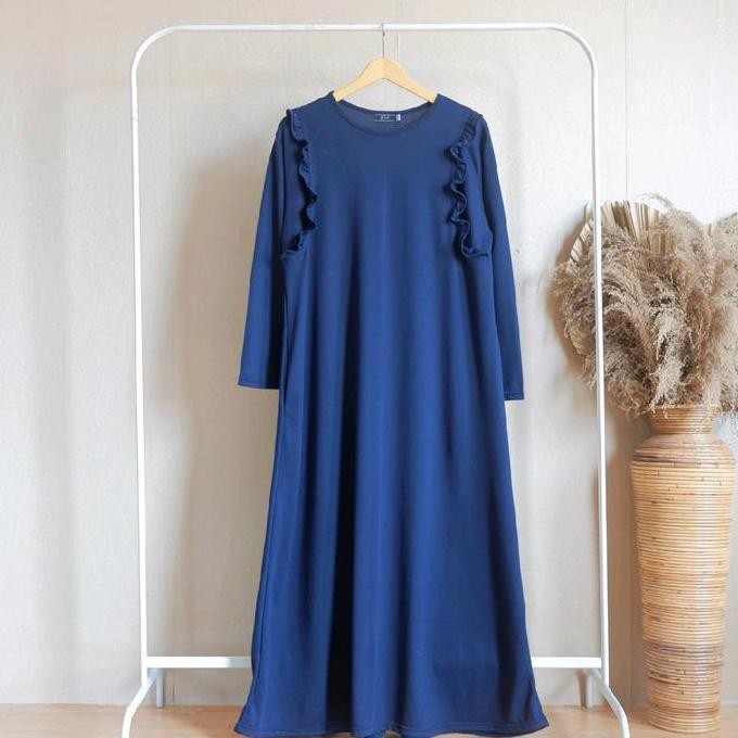 Gamis Menyusui Bukaan Samping Bahan Babyterry Premium - Busui Gamis Front Ruffle Dress Promo