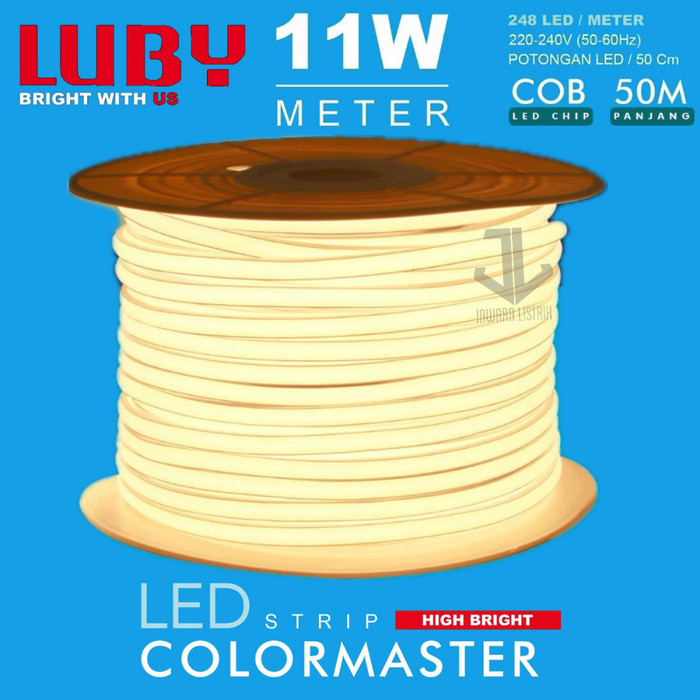LUBY NEON FLEX LAMPU LED SELANG 11 WATT, COB LED CHIP, PANJANG 50M