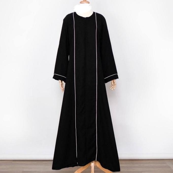 Promo, Abaya Lis Bisban Gamis Hitam Pekat Polos Dress Maxi Turkey Basic Arab Jetblack Umroh Hitam Hi