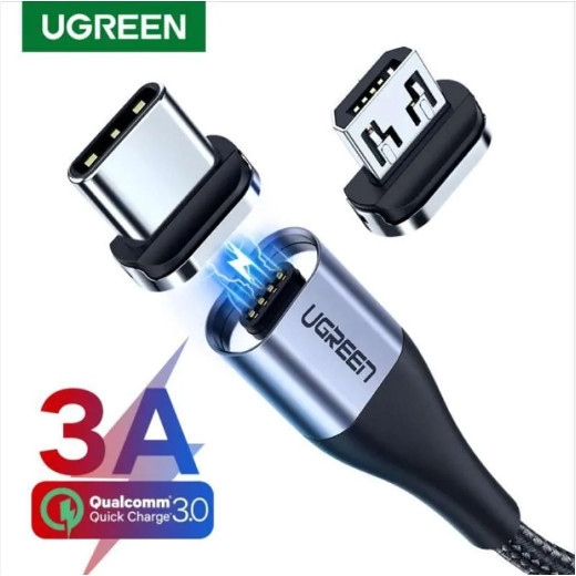 UGREEN Nylon Braided LED Magnetic Micro USB Cable Fast Charging QC 3.0
