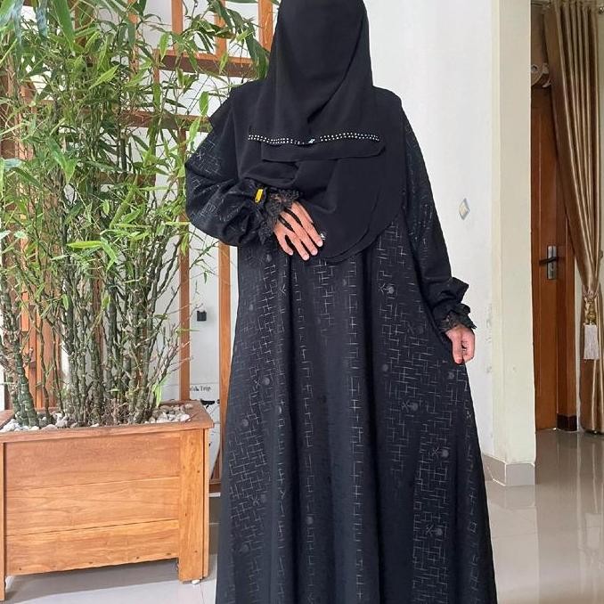 New Arrival, Gamis Embos Full Hitam Muslimah Modern Cuple Kids&Mom Abaya