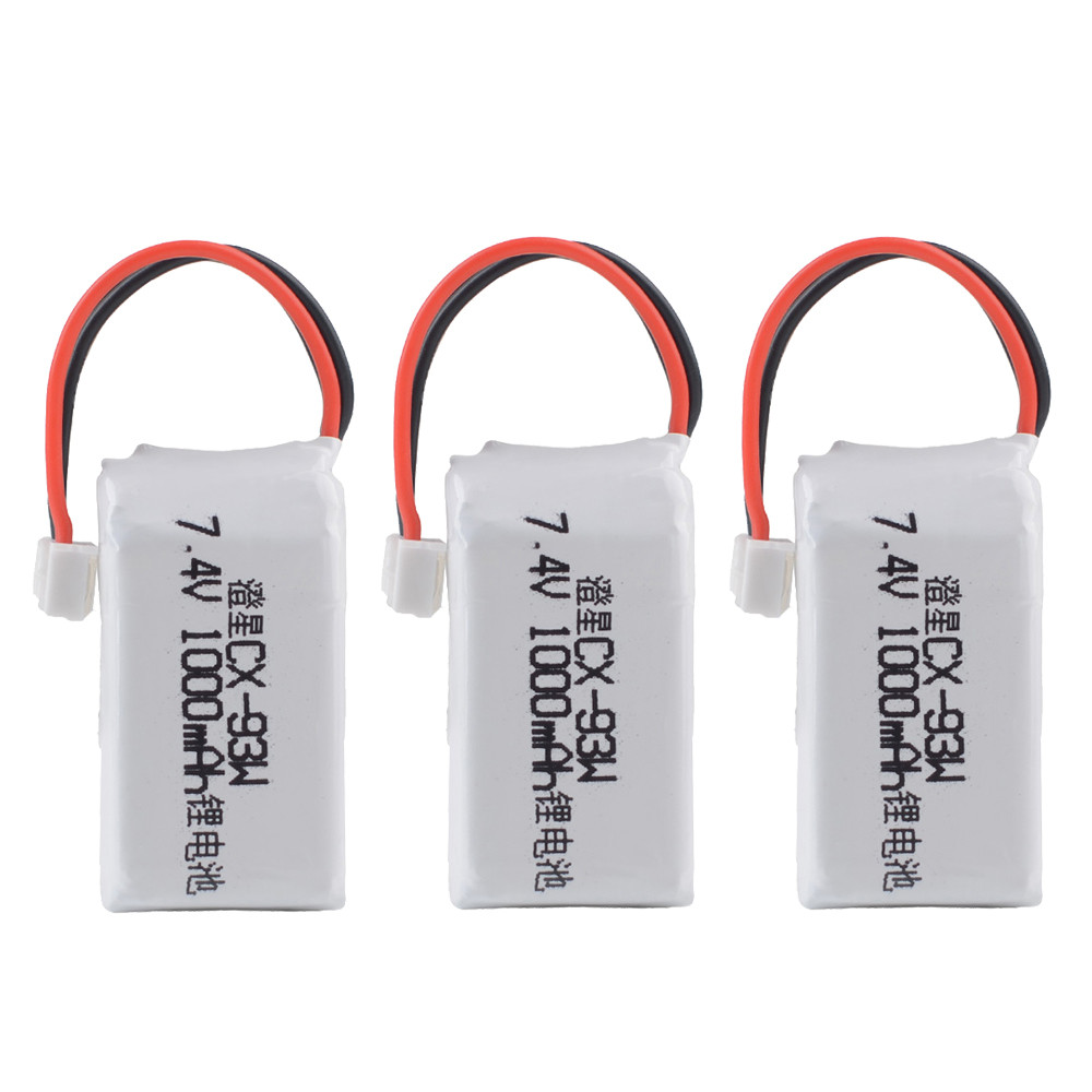 SMOON 3pcs/lot 7.4V 2S 1000mah 25C RC Lipo Battery For Cheerson CX-93W Drone Quadcopter Multirotor C
