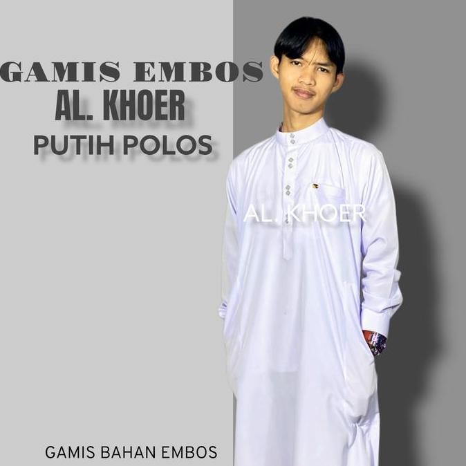Alkhoer Jubah Madinah Gamis Bahan Embos Kancing Kotak Impor Jubah Pria Dewasa Termurah 2023 Terbaru 