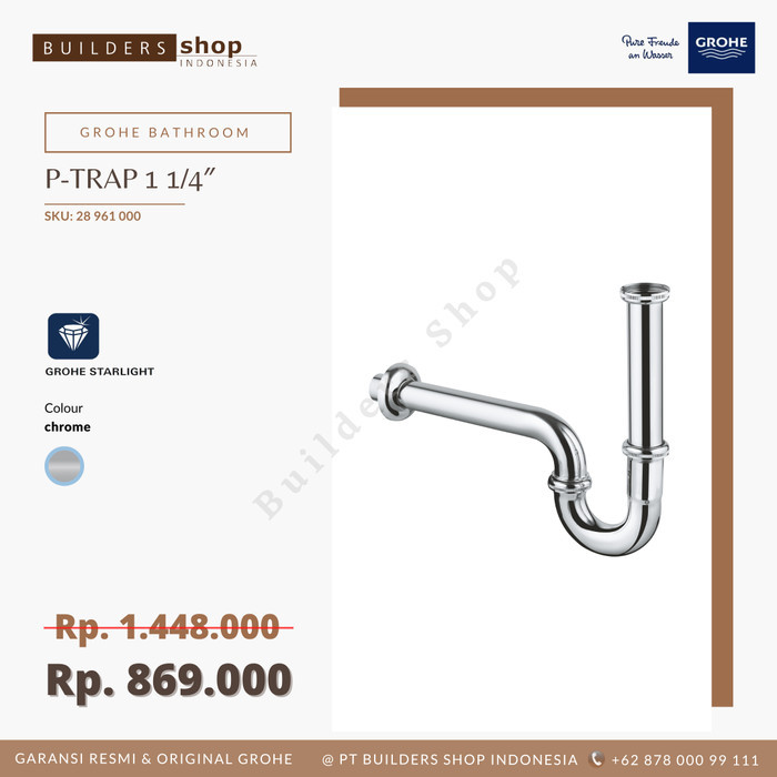 GROHE 28961000 - P-Trap 1 1/4" / Sifone / Leher Angsa Wastafel