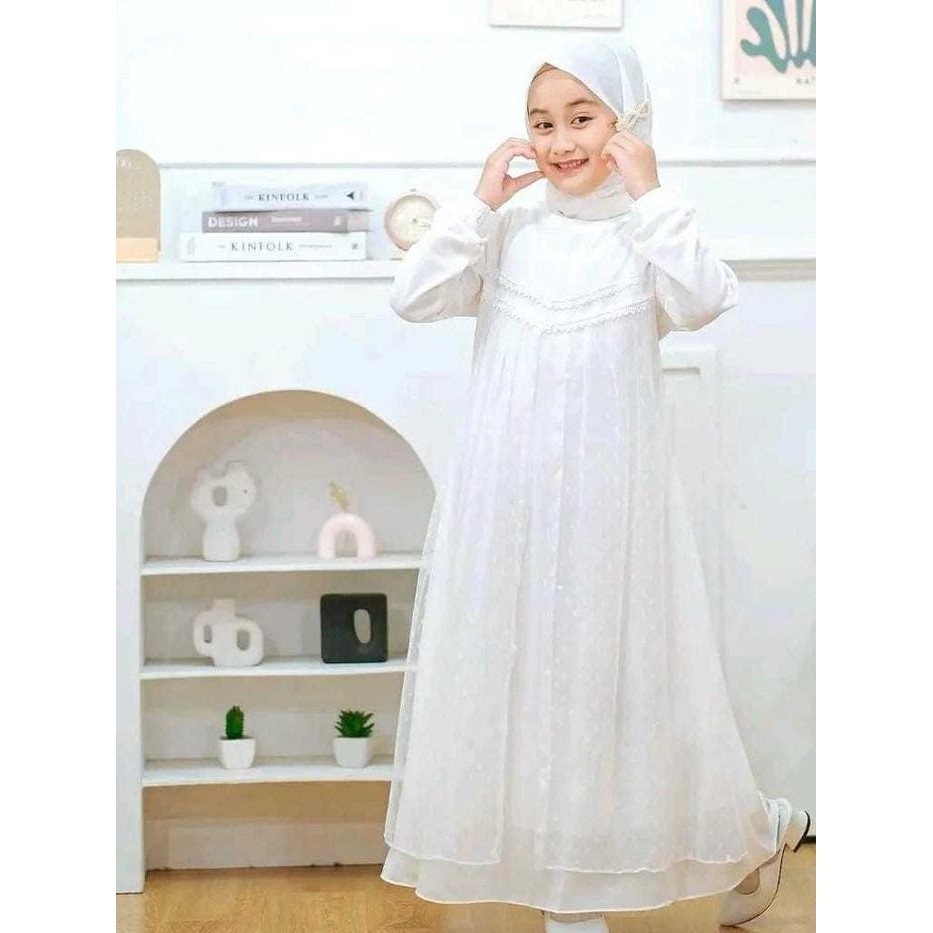 Baju Muslim Anak Perempuan Shafa Dress Gamis Model Terbaru Pesta Lebaran, Wanita Pesta Seragaman