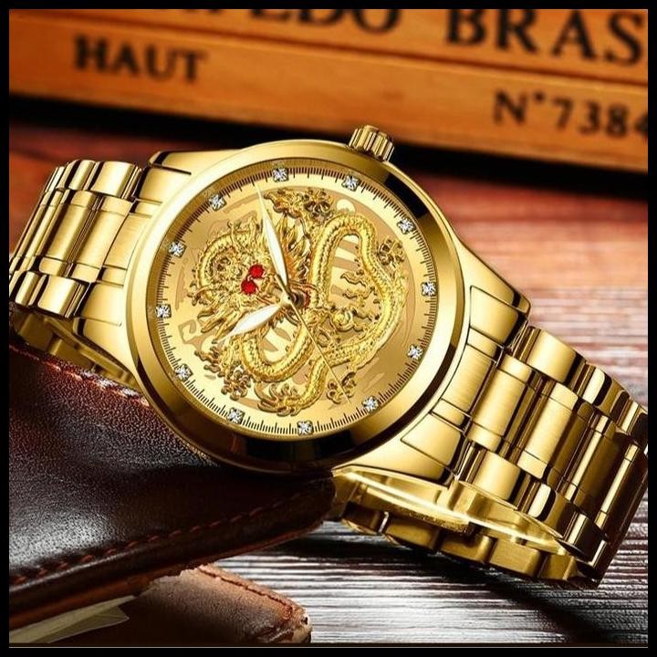 Terlaris Ready Jam Tangan Pria Bindbond Jp-14 Naga Kuarsa Analog Anti Air Dan Tahan Karat  Pengaman 