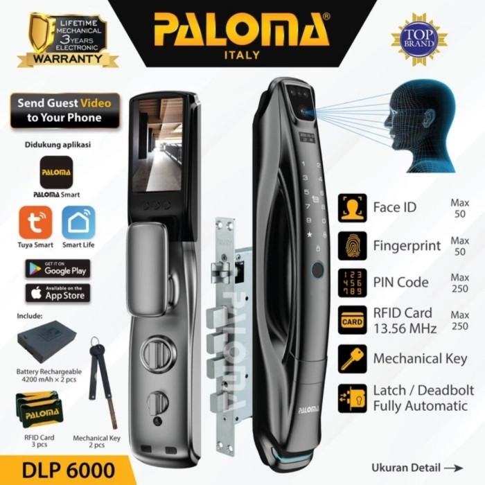 PALOMA DLP 6000 Smart Digital Lock Home Kunci Pintu Door Handle WIFI