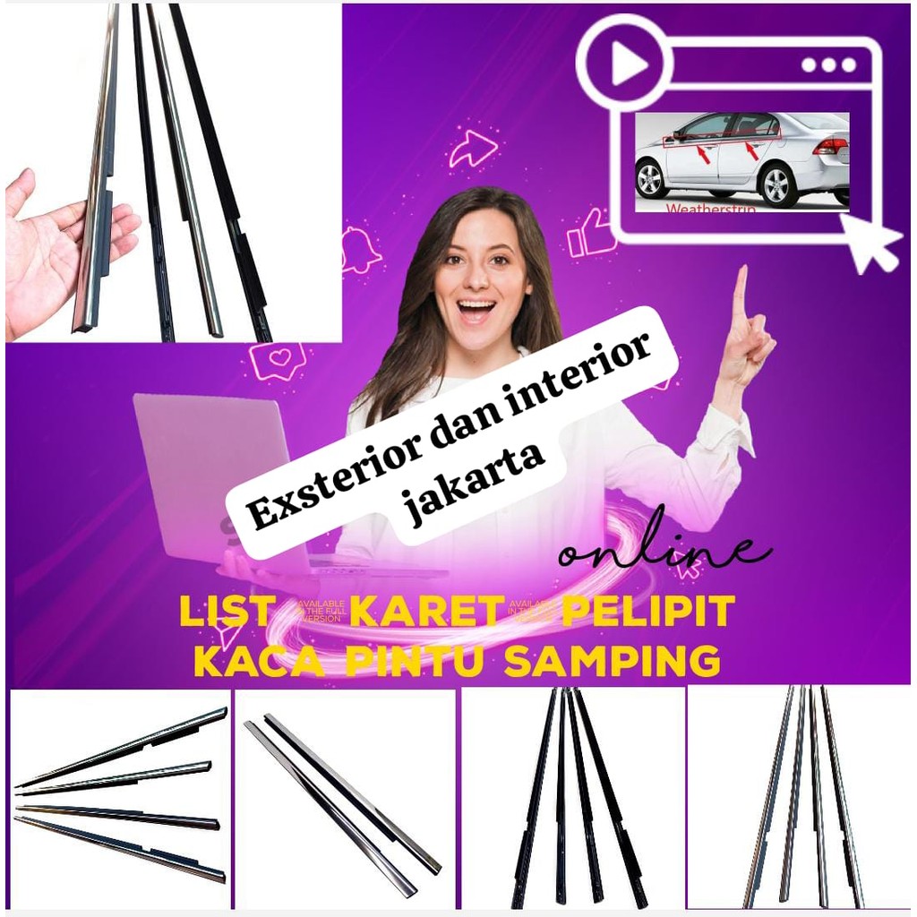 Karet pelipit/list pelipit/weather striip  kaca luar mobil Avanza VVT-i tahun 2005_2011