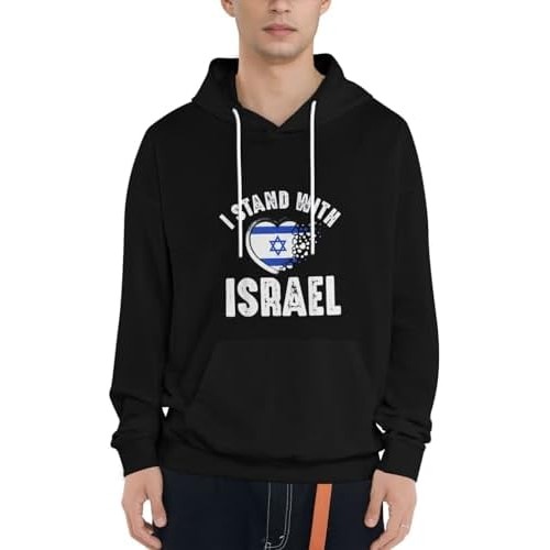 TREWRDT Kaus I Stand With Israel Berdoa untuk Israel Hoodie Kuat Berkerudung Kaus Kasual Pasangan Ho