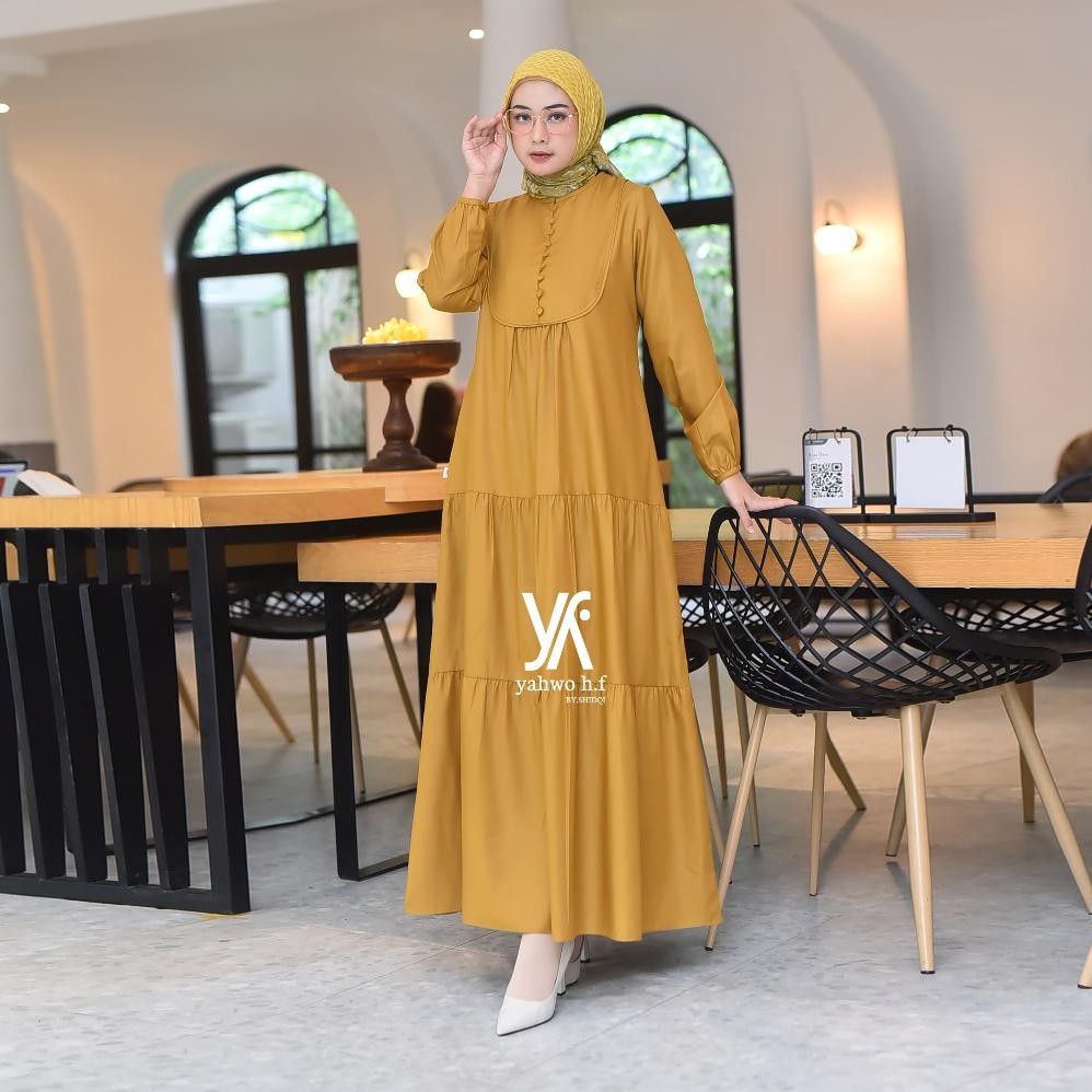 Yahwo Hijab Fashion-Gas Lebaran -Maxi Dress Kancing.Terlaris-Gas Susun-Busui-Gas Toyobo