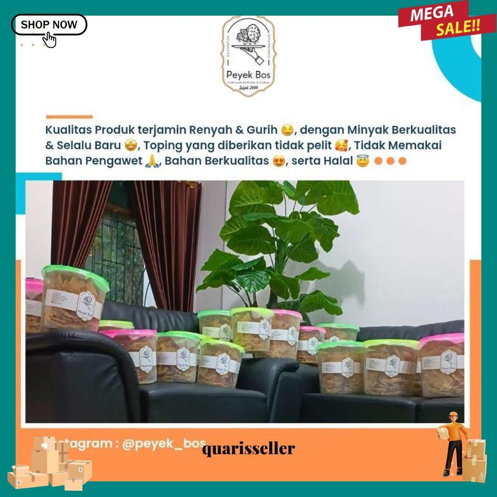 

Peyek Bos Rempeyek 5L Besar | Camilan Enak Renyah & Gurih Beli Peyek Gratis Toples Bisa Cod