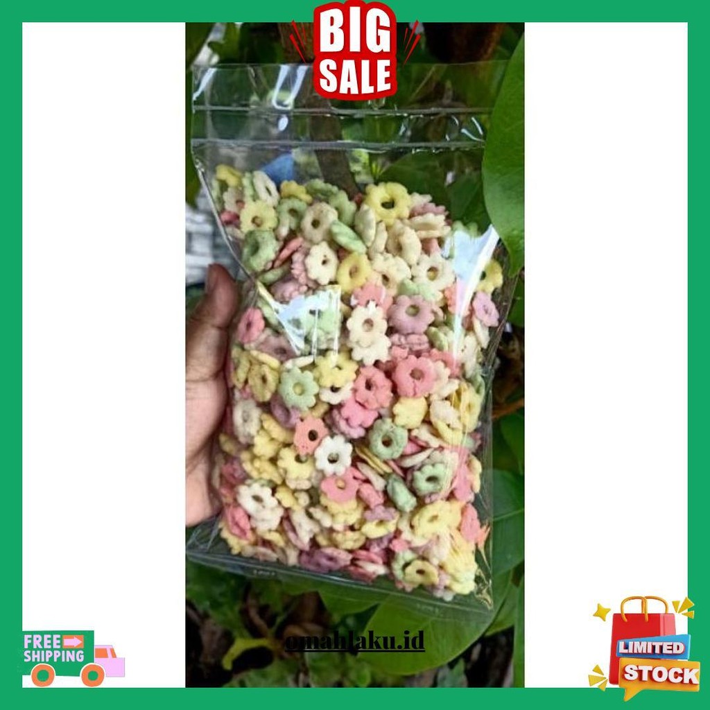 

Snack Kembang Ribut Ajisan Gurih Asin Makanan Tempo Dulu Kemasan 250Gram Original Produk