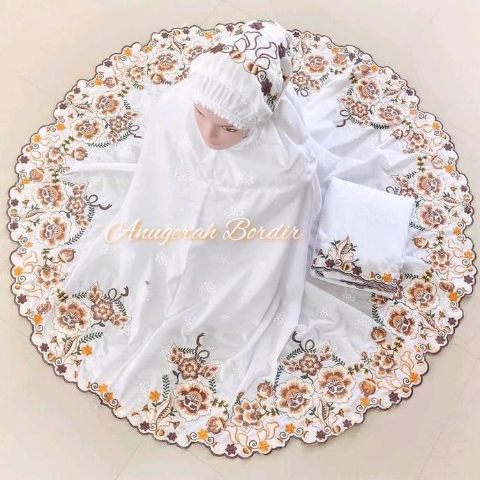 Terjangkau Mukena Bordir Strimin Bahan Katun Paris