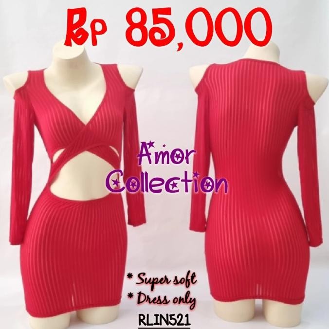 

Lingerie Seksi Clubbing Dress Garis Super Soft Merah (Rlin521) By Amor Original