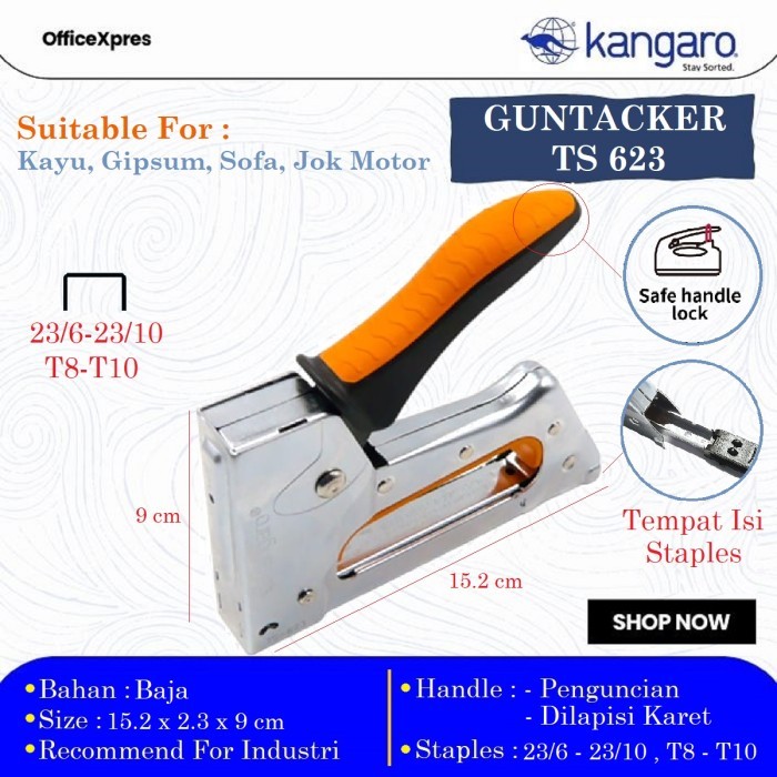 

STAPLER TEMBAK GUN TACKER / GUNTACKER KANGARO TS 623