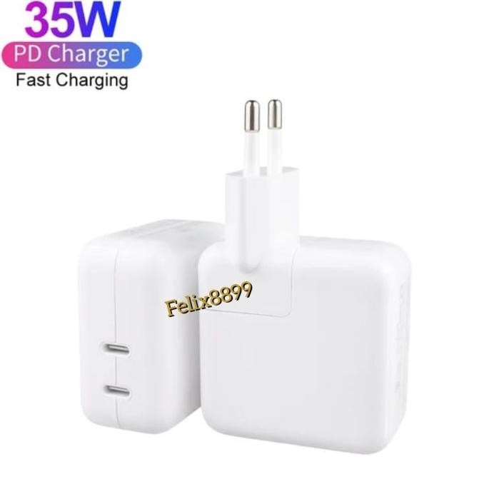 Adapter Charger iPhone 14 Pro Max 14 Plus 35W Dual Port USB C Terlaris