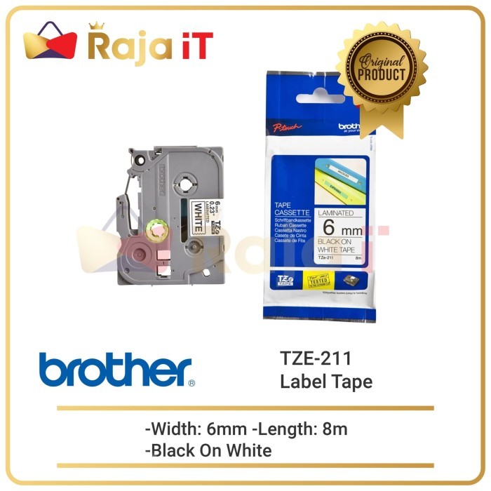 

Sale Brother Label Tape Tze 211 6Mm Black On White