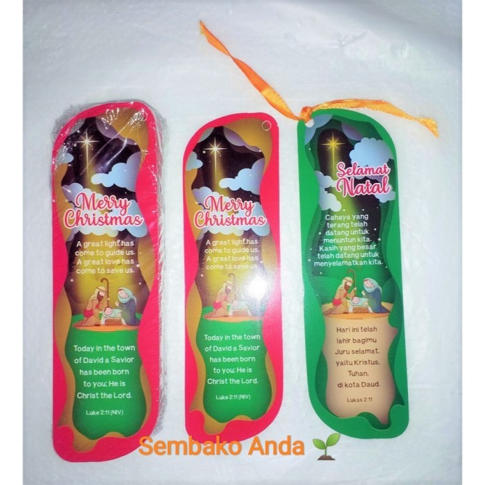 Selipan buku Ayat Alkitab Selamat Natal. Bookmarks. Pembatas buku.