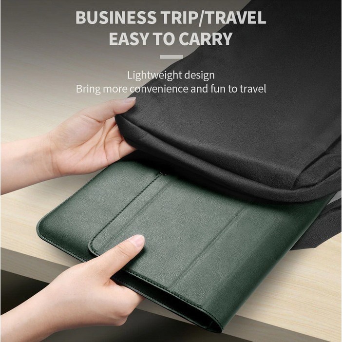 Laptop HP Envy X360 13 Inch Tas Sleeve Cover Standing Leather + Pouch