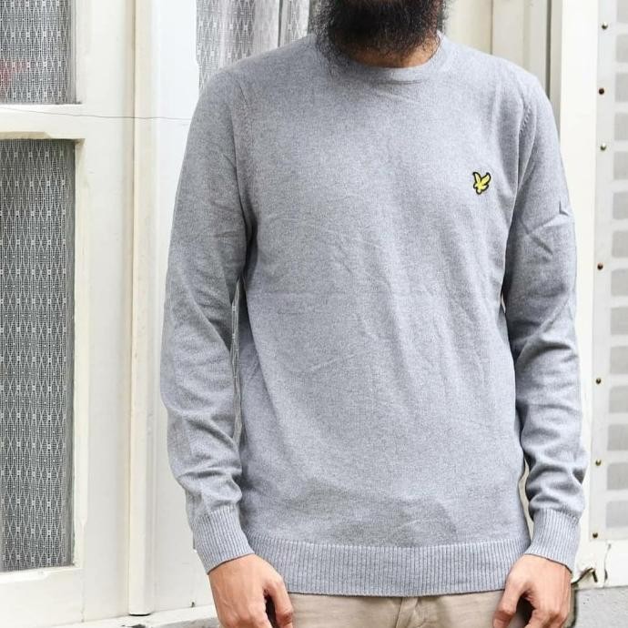 Promo Lyle Scott Merino Knitted Jumper Grey Marl Original