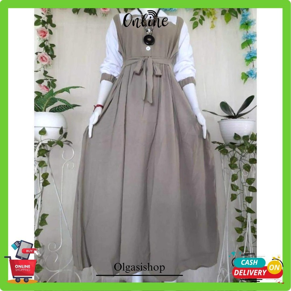 Dress Wanita Fashion Muslim Korean Style Wanita Gamis Remaja Kekinian Termurah Banget