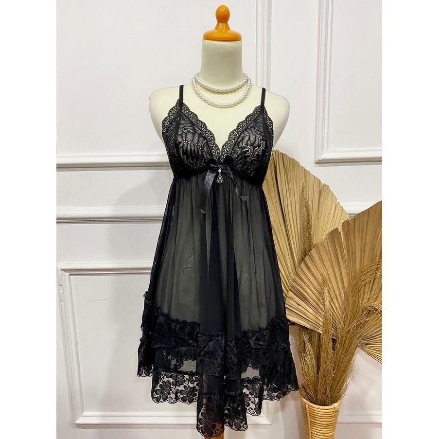 

Lindagalz Pakaian Tidur Wanita 1166 B Lingerie Dress Babydoll Lingeri Big Size Jumbo Original