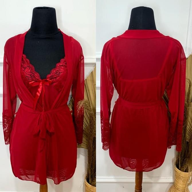 

Lindagalz Zarra Pakaian Tidur Wanita 0928 Kimono Set Lingerie Big Size Jumbo Original