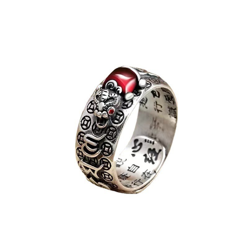 Cincin Ruby Pixiu Perak Vintage