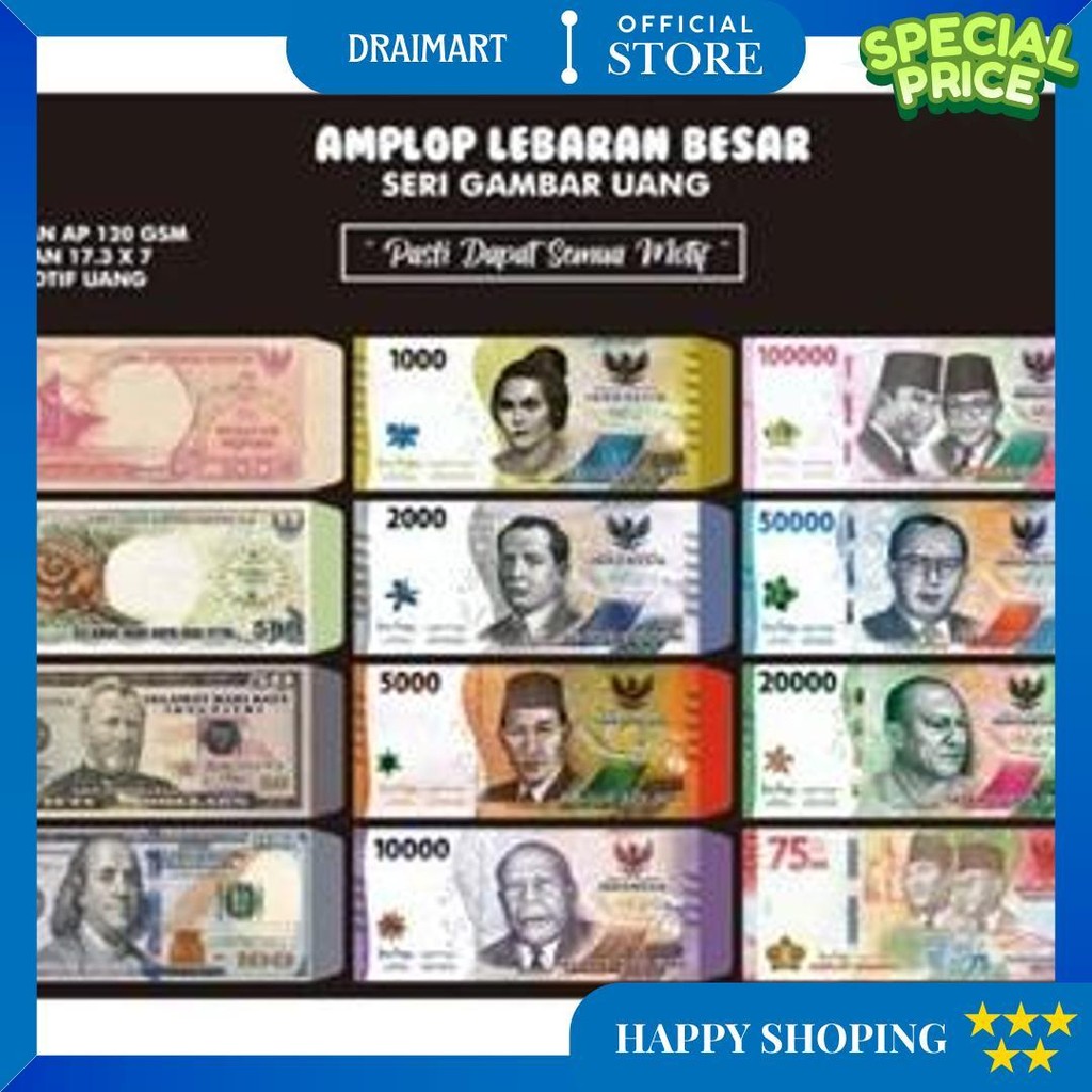 

Amplop Lebaran Motif Uang Bahan Tebal Premium Bebas Pilih Motif - Isi 10 D Ramadhan Sale