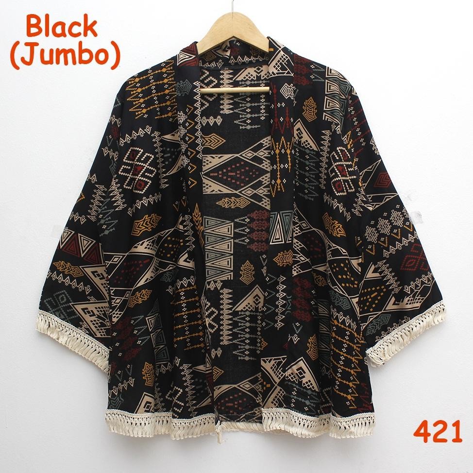 CR - cardigan JUMBO XXL ld 118 tribal motif etnic batik long cardi outer panjang model bohemian baha