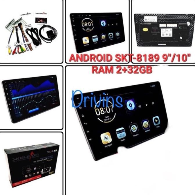 Grosir Head Unit Double Din Android Skeleton Skt-8189 9/10Inch Ram 2/32Gb