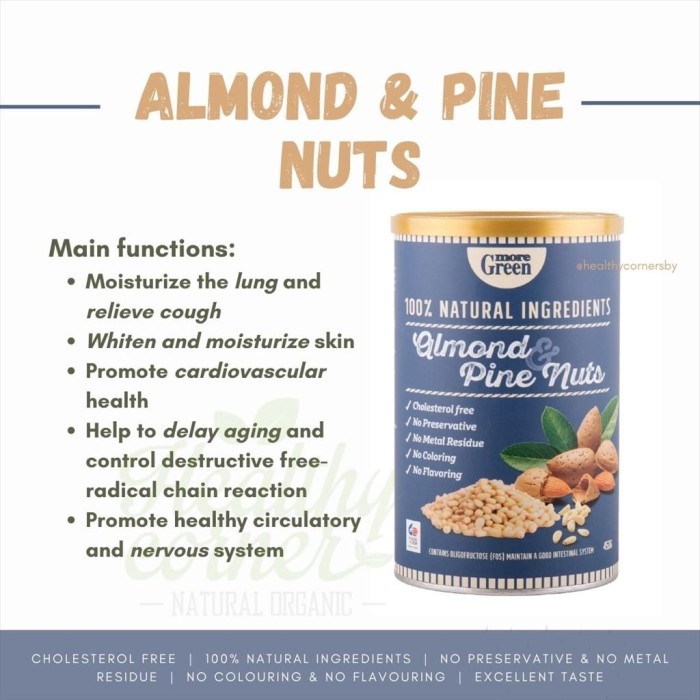 

Almond & Pine Nuts 450G - More Green - Minuman Kesehatan {TerlarisBest Seller}