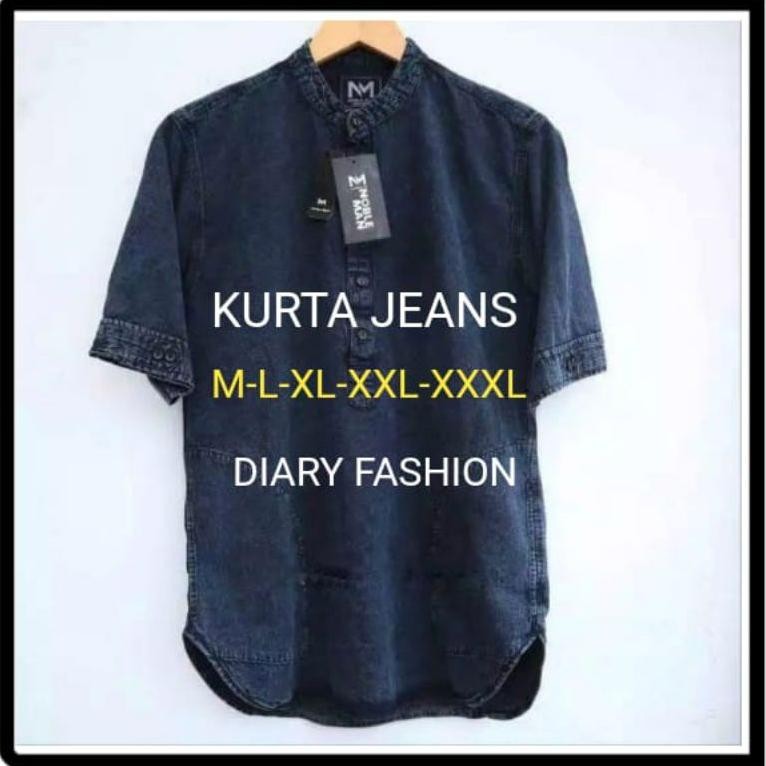 Big Promo (Jumbo M-L-Xl-Xxl-Xxxl)Baju Atasan Koko Kurta Jeans Pria Dewasa Jumbo Bigsize/Baju Koko Ku