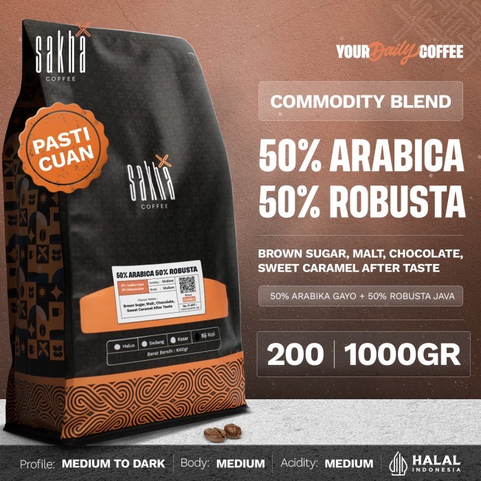 

Biji Kopi 50% Arabica Ekonomis Espresso Blend By Sakha Coffee Roastery