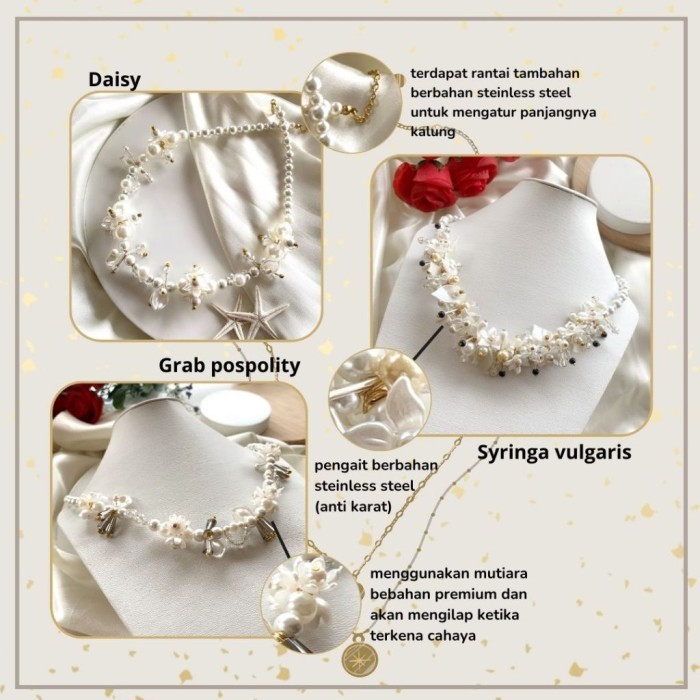 TERLARIS AKSESORIS HIJAB CRISTAL BEADS NECKLACE KALUNG HIJAB MANIK MANIK KALUNG KRISTAL PREMIUM