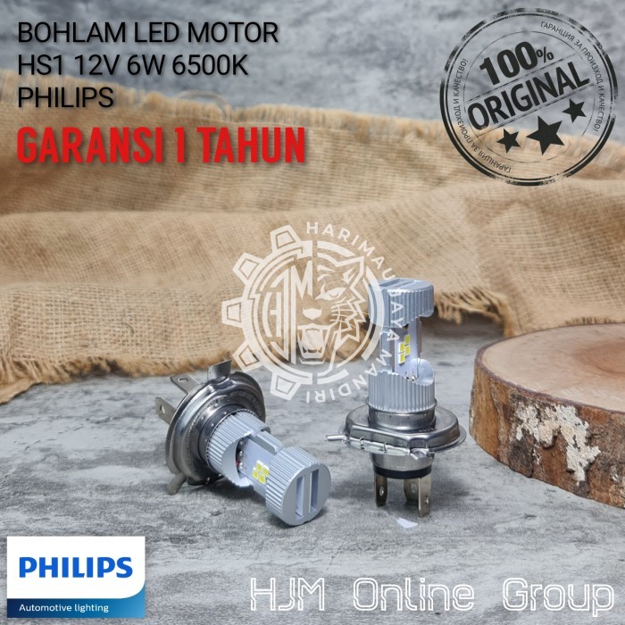 Bohlam Lampu Depan Motor Led Hs1 H4 12V Kaki 3 Putih Philips Original