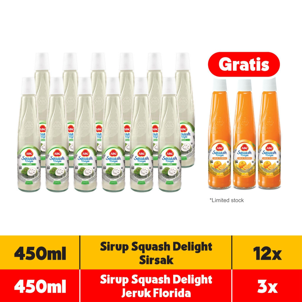 

ABC Sirup Squash Delight Sirsak 450 ml - Multi Pack 12 pcs
