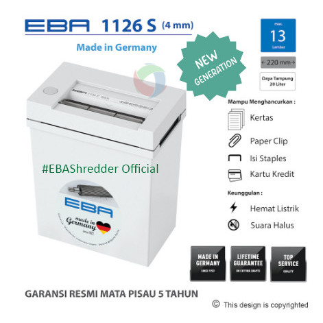 

TERLARIS! EBA 1126 - Paper shredder Made in Germany - type S