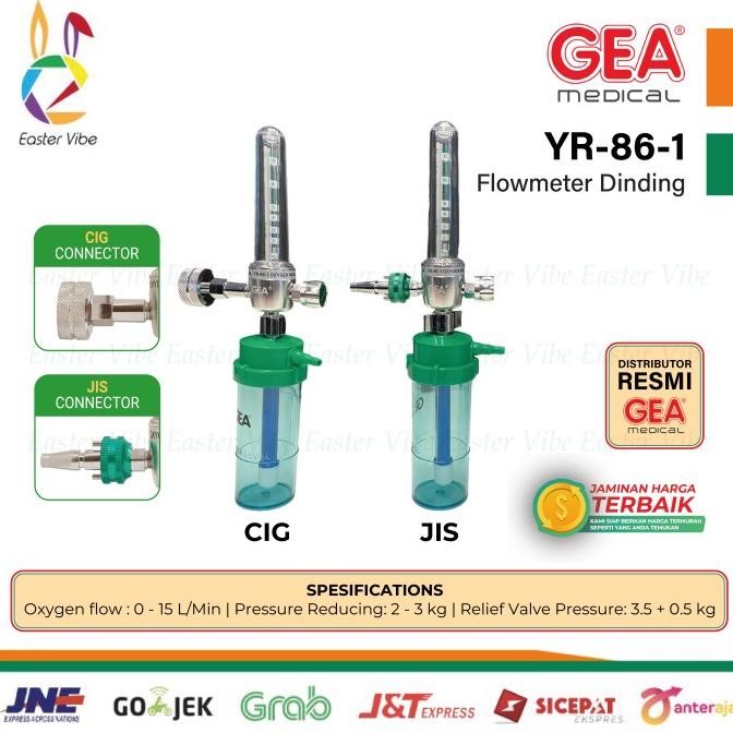 gea yr 861 regulator oksigen dinding flowmeter oksigen jis cig c&u stok terbatas