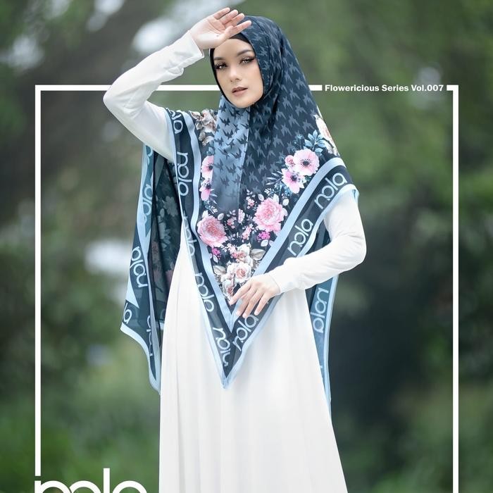 Nola - Khimar Printing Sultan Motif Bunga Vol 07 Ceruty Muslim Ceruti Layer Syari Kerudung