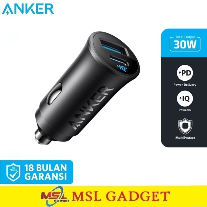 HRG DISKON Anker Car Charger Mobil 30W USB + Type C PPS PD Super Fast Charging A2741