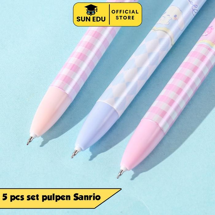 

5Pcs Pulpen Set Sanrio/ Pulpen Gel Mekanik 0.5Mm/ Pulpen Mekanik Hitam Stationery Pulpen Gel Good