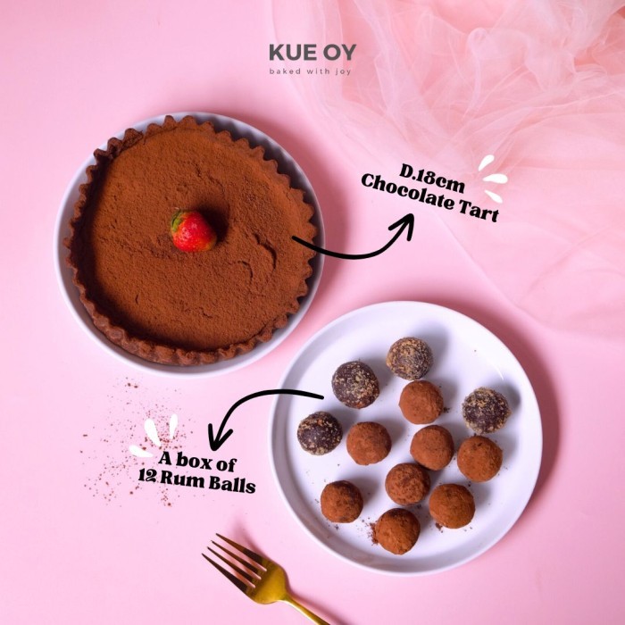 

Kue Oy Bundle Promo - Chocolate Tart & Choco Rum Balls - Birthday Hampers Ulangtahun Pie Coklat